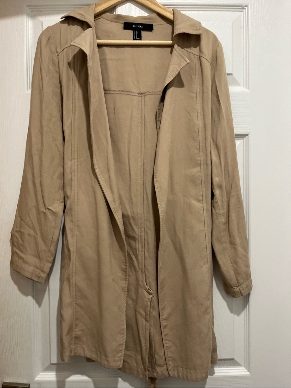 Forever 21 Beige Open-Front Trench/Duster Coat